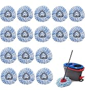 16Pcs Spin Mop Replacement Heads, 360° Easy Wring Spin Mop 100% Microfiber Refill, Easy Cleaning ...
