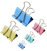 OWLKELA 100 Pcs Colored Binder Clips, Paper Clamps, Paper Binder Clips, Assorted Sizes, Metal Bla...