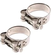 2Pcs Exhaust Clamp Stainless Steel Exhaust Band Clamp Replacement for Motorcycle Water Hose Car A...