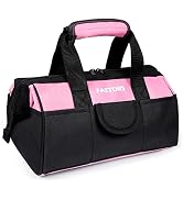 FASTORS Pink Tool Bag for Women With 13-Inch Wide Mouth Double Zippers,Tool Bag With 8 Pockets Ou...