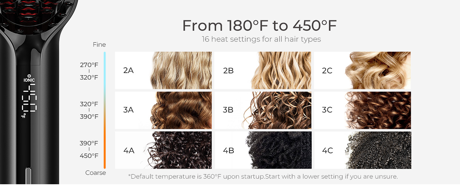 hair straightening brush 16 heat settings for all hair types
