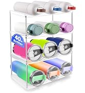 Water Bottle Organizer, 4 Tier Stackable Bottle Storage Rack, 40oz Tumbler Organizer Cup Organize...
