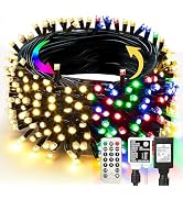 TW SHINE 66FT 200 LED Color Changing Christmas Lights, Warm White & Multi Color Waterproof String...