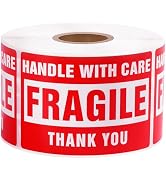 LuckyGuard 3 x 2 Inch Handle with Care 500 Fragile Stickers for Shipping Moving Glass Permanent A...