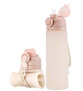TakeToday Collapsible Water Bottles 20oz, Leak Proof, BPA-Free, Foldable Silicone Travel Water Bo...