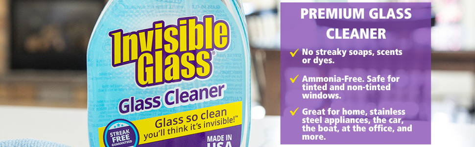 invisible glass premium glass cleaner for mirrors and windows is streak and ammonia free