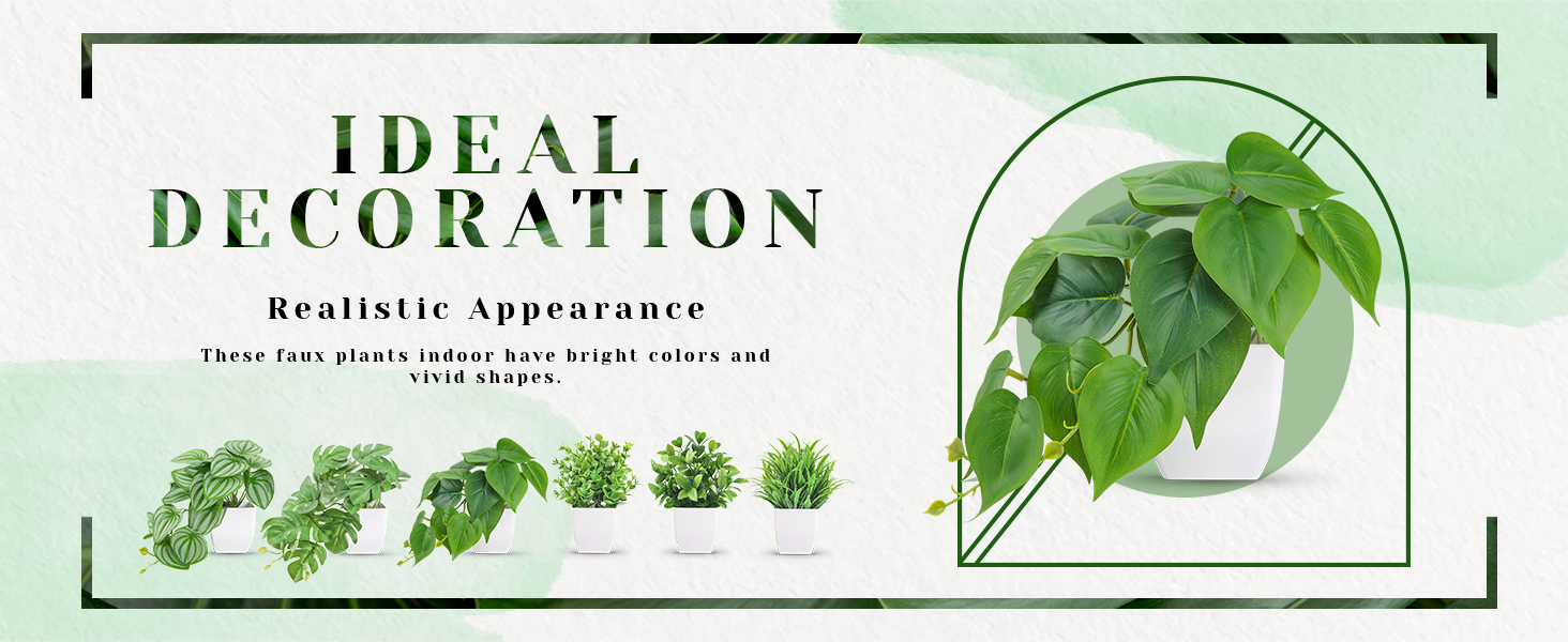 Fake Small Artificial Plants for Home Office Desk Bathroom Aesthetic Farmhouse Room Decor Indoor