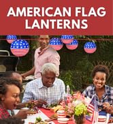 Hanging Patriotic Paper Lanterns with Lights for Patriotic Decorations American Flag Decorations 4th