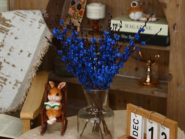 royal blue navy deep blue fake flower table small vase DIY use bouquet