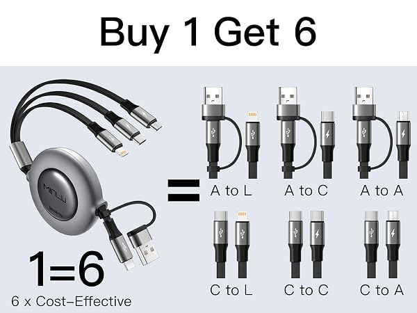 3 in 2 usb a/usb c multi charging cable