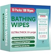 Bathing Wipes No Rinse for Adults, Shower Wipe - Extra Thick & Large Body Cleansing Wipe for Elde...