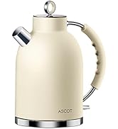 Electric Kettle ASCOT, Tea Kettle Hot Water Kettle Stainless Steel Kettle 1.6L 1500W Retro Tea He...