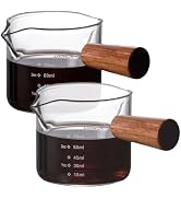 2 Pack Espresso Shot Glass With Wooden Handle, Accessories with Double Spouts Espresso Machine Ac...