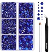 BEADSLAND Hotfix Rhinestones, 4000 PCS Dark Blue Rhinestones for Clothes Crafts Mixed 6 Sizes wit...