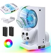 Cooling Fan Stand for Xbox Series S Console - Charging Station for Controller with RGB Light, MEN...