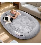 IVY&LANE Human Dog Bed for Adult,Human Sized Dog Bed for People Giant Bean Bag 71"x45"x14",Washab...