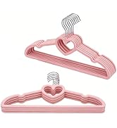 10Pcs Velvet Clothes Hangers Heart Shape Cutout Hangers with 360° Swivel Hook,Non Slip Felt Hange...