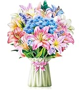 Airpark 3D Pop Up Flower Greeting Cards, Lilies and Lupines Paper Flower Bouquet Pop Up Birthday ...