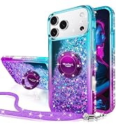 Silverback for iPhone 17 Pro Max Case, Moving Liquid Holographic Sparkle Glitter Case with Kickst...