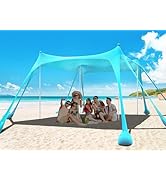 Osoeri Beach Tent, Camping Sun Shelter UPF50+ with 8 Sandbags, Sand Shovels, Ground Pegs & Stabil...