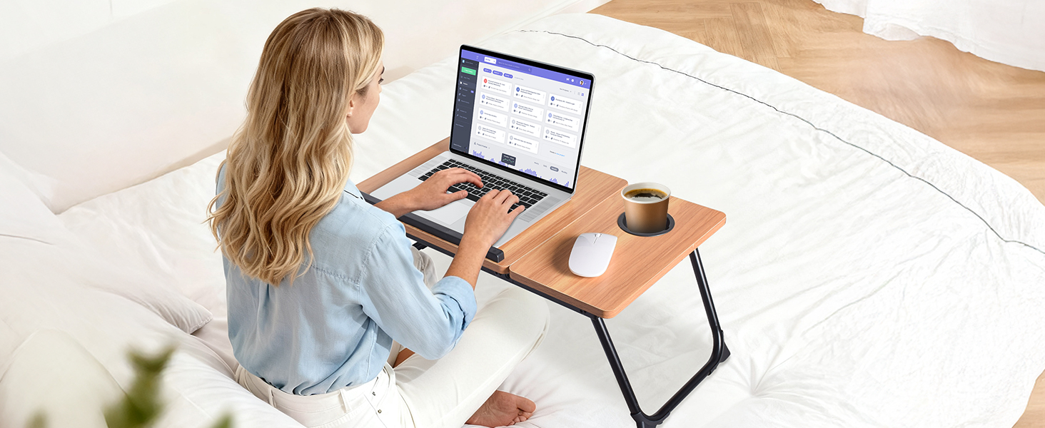 Laptop Lap Desk with Cup Holder for Working Reading Writing Eating Watching for Bed Sofa Couch Floor