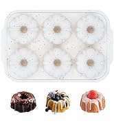 Mini Bundt Cake Pans for Baking, Silicone 6-Cavity Fluted Tube Cake Pan with Metal Reinforced Fra...
