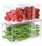 SANNO Fruit Vegetables Containers storage, Produce Saver Containers for Refrigerator,Fridge Produ...