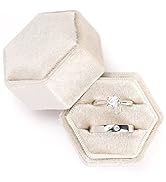 Velvet Jewelry Ring Box, Etercycle Hexagon Premium Gorgeous Vintage Double Ring Gift Box with Det...