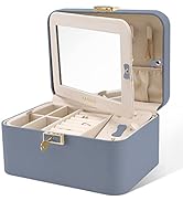 KAMIER Jewelry Organizer Box, 2 Layers PU Leather, Large Capacity, Double Lock and Large Mirror, ...