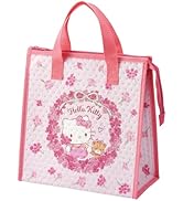 Hello Kitty Insulated Lunch Bag, Non-Woven Cooler Tote with Zipper, Flower Wreath Design, Sanrio ...