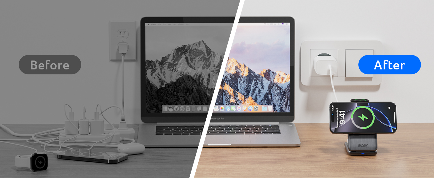 Acer Magnetic Wireless Charger, 3 in 1 Wireless Charging Station