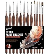 Bougimal 12 Pcs Detail Paint Brushes Set, Fine Detailing & No Shedding, Miniature Paint Brushes D...