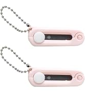 2Pcs Pink Keychain Scissors,Folding Scissors,Safe Portable Travel,Foldable Telescopic Cutter Pock...