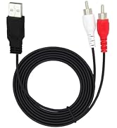 ELNONE 1.5M/5FT USB to 2 RCA Audio Cable, USB A Male to 2 RCA Male Adapter Cable for TV, PC (1.5M...