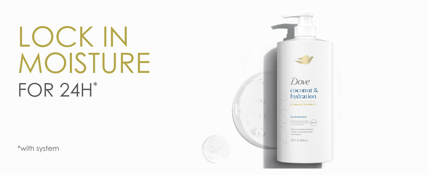 Image of Dove Coconut & Hydration Shampoo next to text about benefits.