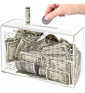 LingLingo 10K Smash Box, Clear Acrylic Unbreakable Piggy Bank for Adults, Money Saving Challenge ...