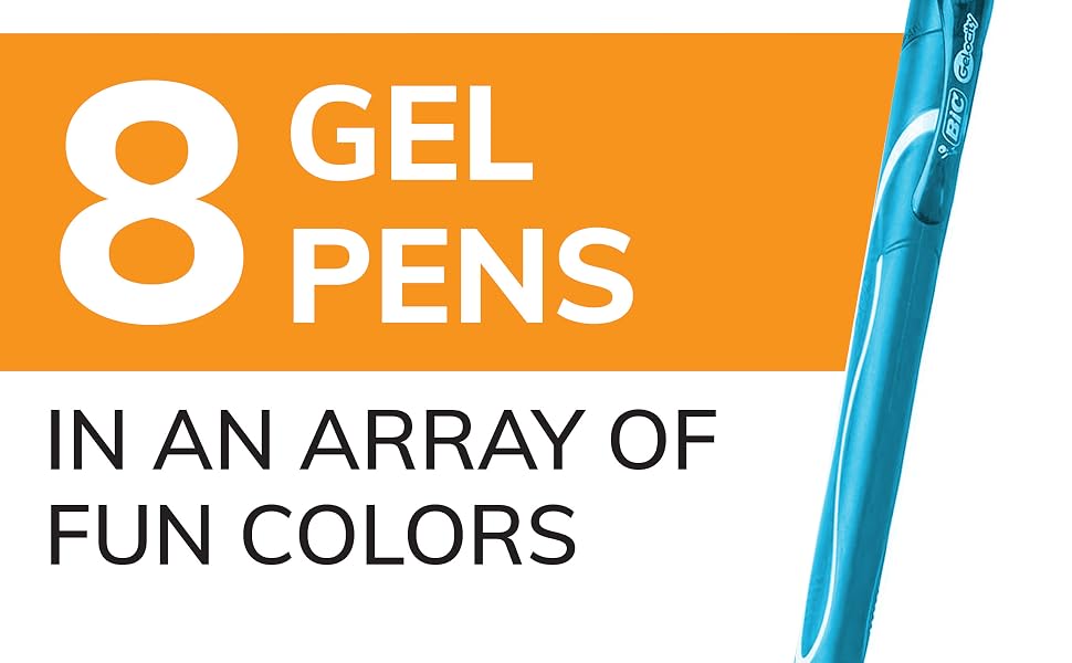 8 Gel Pens od Different Fun Colors