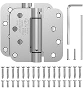 JIW Self Closing Door Hinges 4 Inch, 2 Pack Spring Loaded Door Hinge with 5/8'' Radius Corners, A...