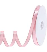 120 Yards Pink Ribbon 3/8 Inch Pink Satin Ribbon Craft Thin Ribbon for Hair Bow Making Gift Wrapp...