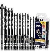 12-PCS Concrete Drill Bit Set & Masonry Drill Bit Set, Cement Drill Bits for Concrete Brick Wall,...