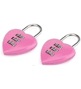 2Pcs Pink Love Heart Shape Combination Padlock for Girls Women, Mini 3-Digit Password Resettable ...