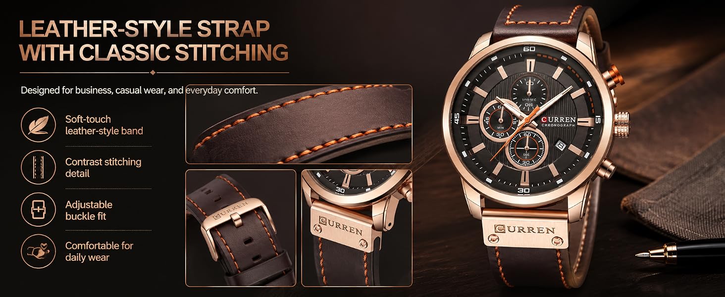 Mens Sport Military Analog Quartz Watch Chronograph Classic Casual Business Dress Waterproof Watch