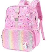 BrainyBees Kids Backpack for Girls - 15 Inch Unicorn Backpack for Kids Age 4-7, Daycare Backpack ...
