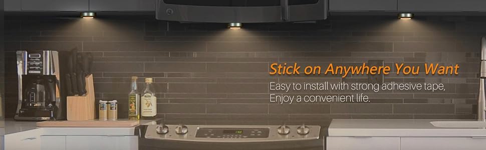 Tap Light, Push Light, 4 LED Touch Night Lights Battery Powered, Stick-on Anywhere Puck Closet Light