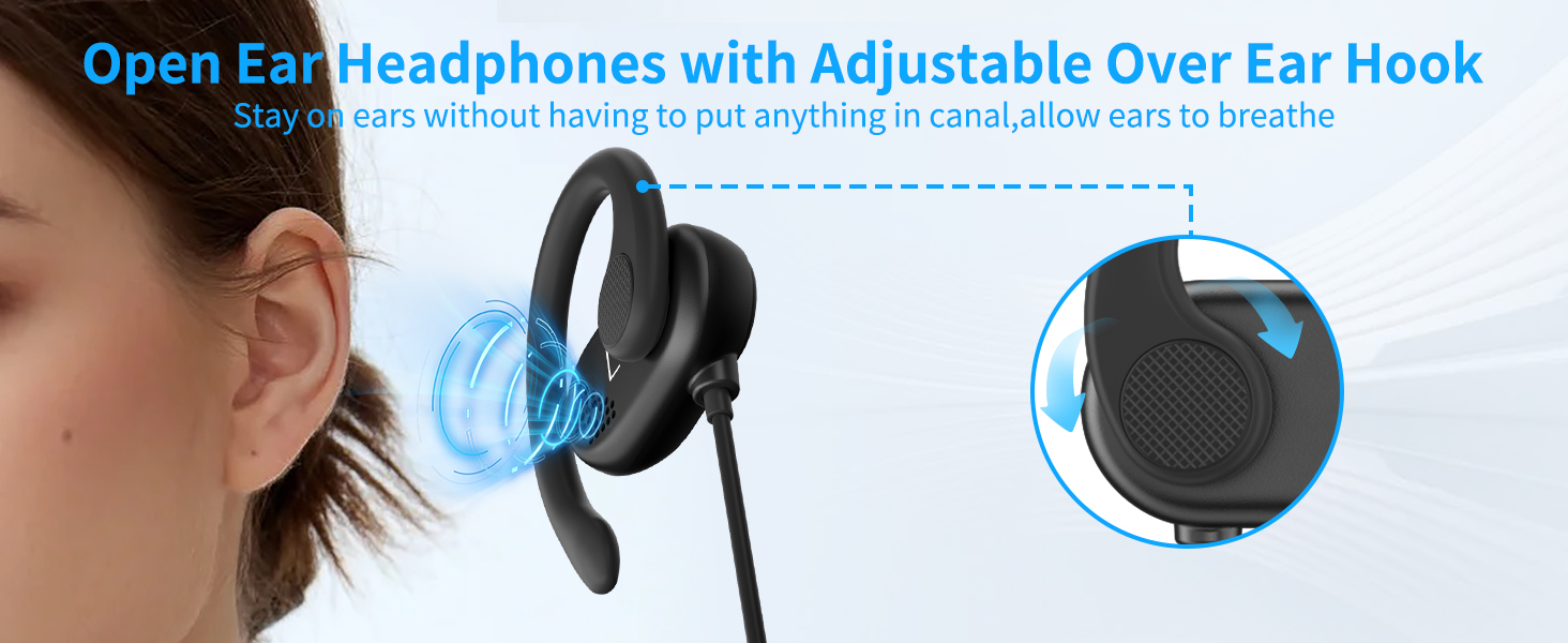 5FT Open Ear 3.5MM Headphones Wired Earbuds