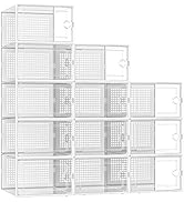 Kuject X-Large Shoe Storage Boxes Organizers for Closet 12 Pack, Fit Size 11,Clear Plastic Stacka...