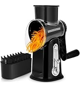 SUSTEAS Rotary Cheese Grater with Handle - Vegetable Shredder with 5 Well-designed Blades & Stron...