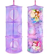 Basumee Stuffed Animal Net or Hammock 2Pcs Hanging Stuffed Animal Storage 3 Compartments Toy Net ...