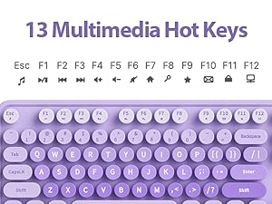 purple keyboard and mouse wireless cute colorful retro typewriter full size keyboard