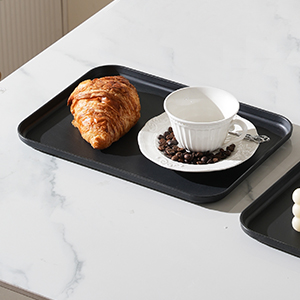 4 Pack Black Plastic Serving Trays